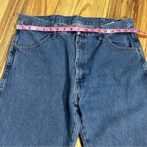 RUSTLER Blue Denim Straight Leg 4 Pocket Mens Jeans Size 36 X 29 #130273 - Picture 2 of 8